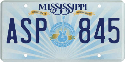 MS license plate ASP845