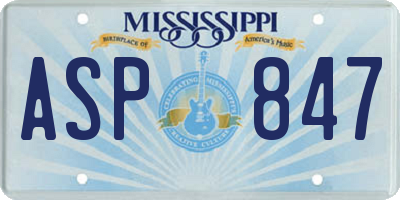 MS license plate ASP847