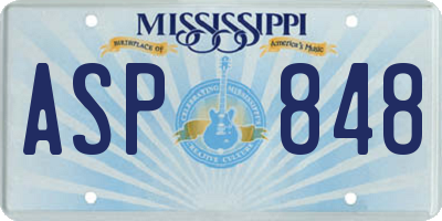 MS license plate ASP848