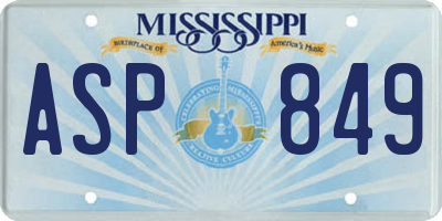 MS license plate ASP849