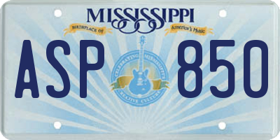 MS license plate ASP850