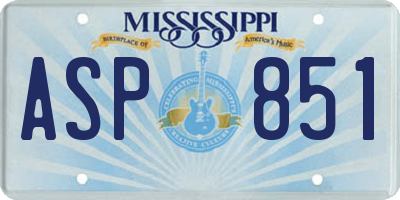 MS license plate ASP851