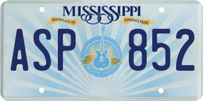 MS license plate ASP852