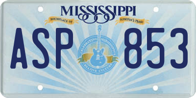 MS license plate ASP853