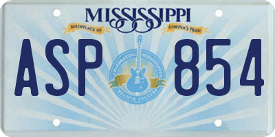 MS license plate ASP854