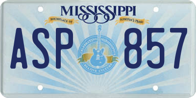 MS license plate ASP857