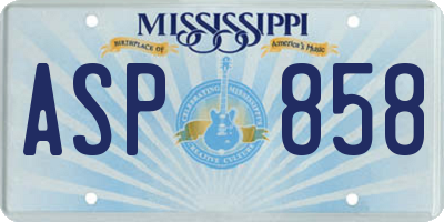 MS license plate ASP858
