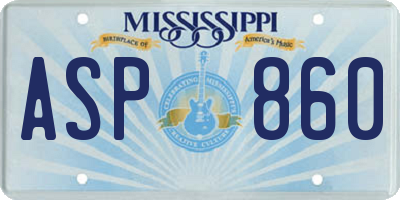 MS license plate ASP860
