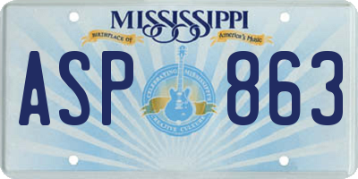 MS license plate ASP863