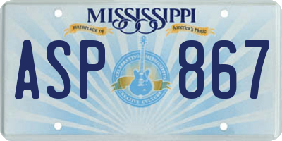 MS license plate ASP867