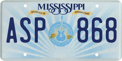 MS license plate ASP868