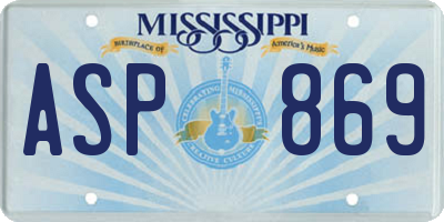 MS license plate ASP869