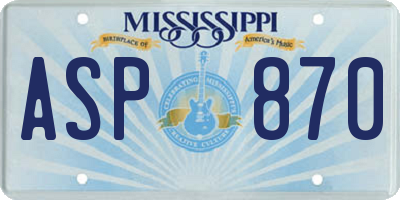 MS license plate ASP870