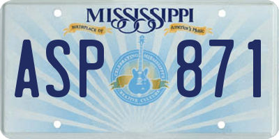 MS license plate ASP871