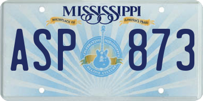 MS license plate ASP873