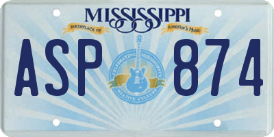 MS license plate ASP874