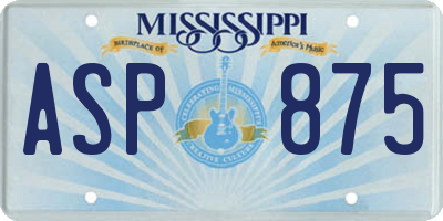 MS license plate ASP875
