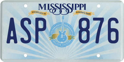MS license plate ASP876