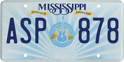 MS license plate ASP878