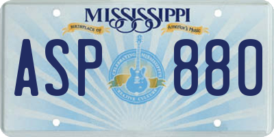 MS license plate ASP880