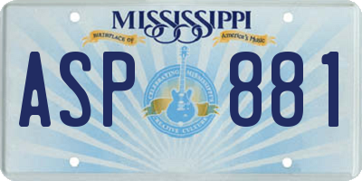MS license plate ASP881