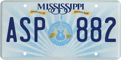 MS license plate ASP882