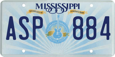 MS license plate ASP884