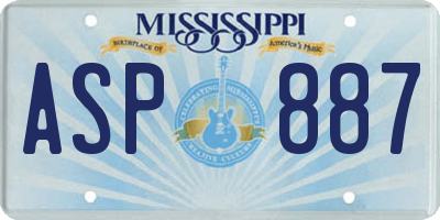 MS license plate ASP887