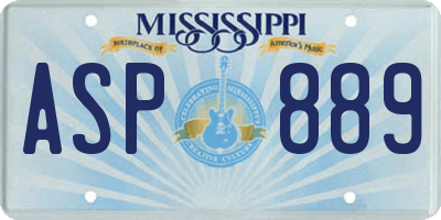MS license plate ASP889