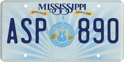 MS license plate ASP890