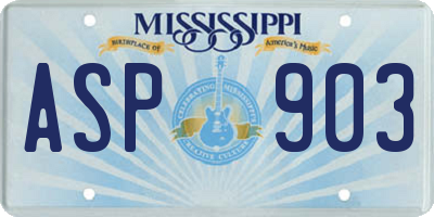 MS license plate ASP903