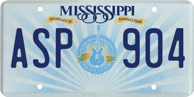 MS license plate ASP904