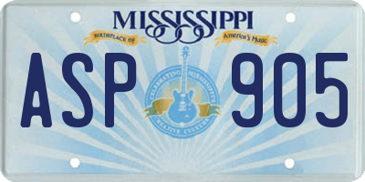MS license plate ASP905