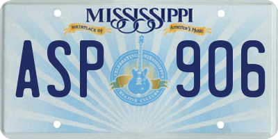 MS license plate ASP906