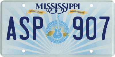 MS license plate ASP907