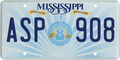 MS license plate ASP908