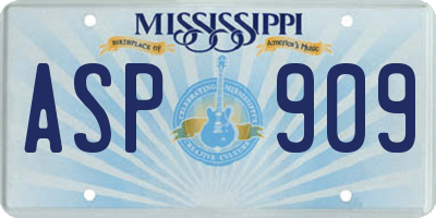MS license plate ASP909
