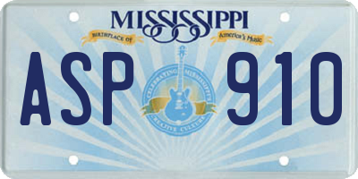 MS license plate ASP910