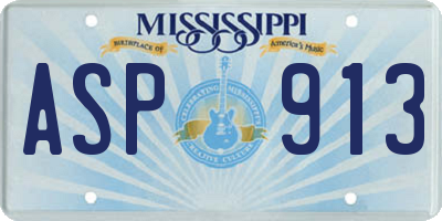 MS license plate ASP913