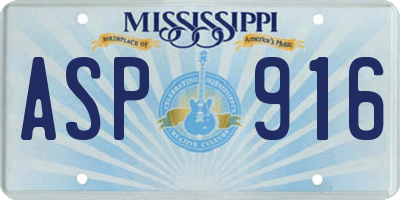 MS license plate ASP916