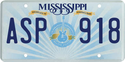 MS license plate ASP918