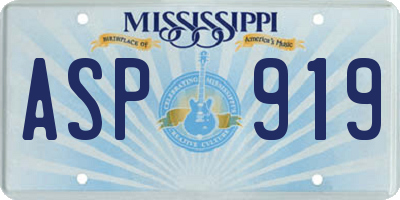 MS license plate ASP919