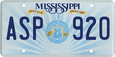 MS license plate ASP920