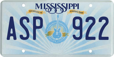 MS license plate ASP922