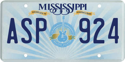 MS license plate ASP924