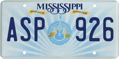 MS license plate ASP926
