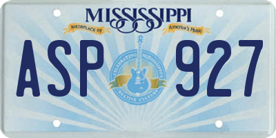 MS license plate ASP927