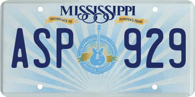 MS license plate ASP929