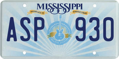 MS license plate ASP930