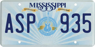 MS license plate ASP935